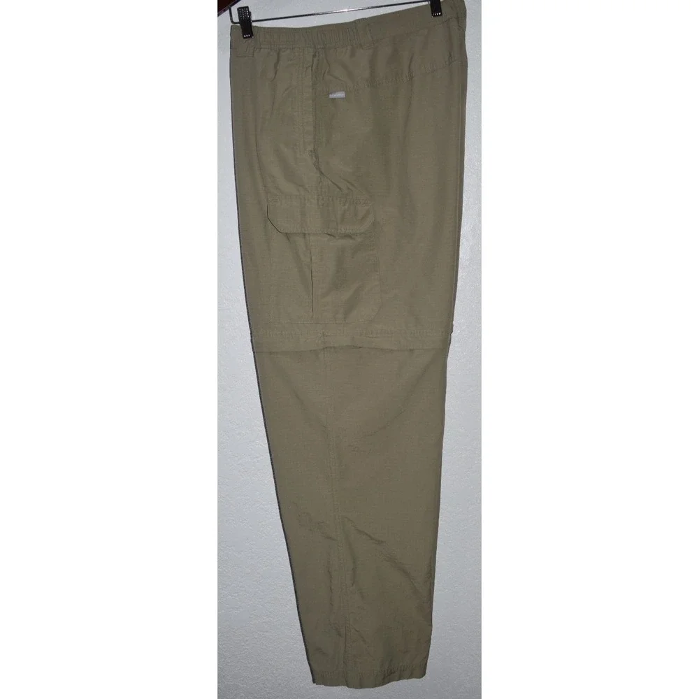 Columbia MENS XL Cargo Convertable Pants Zip-Off Khaki Green Hiking Lightweight